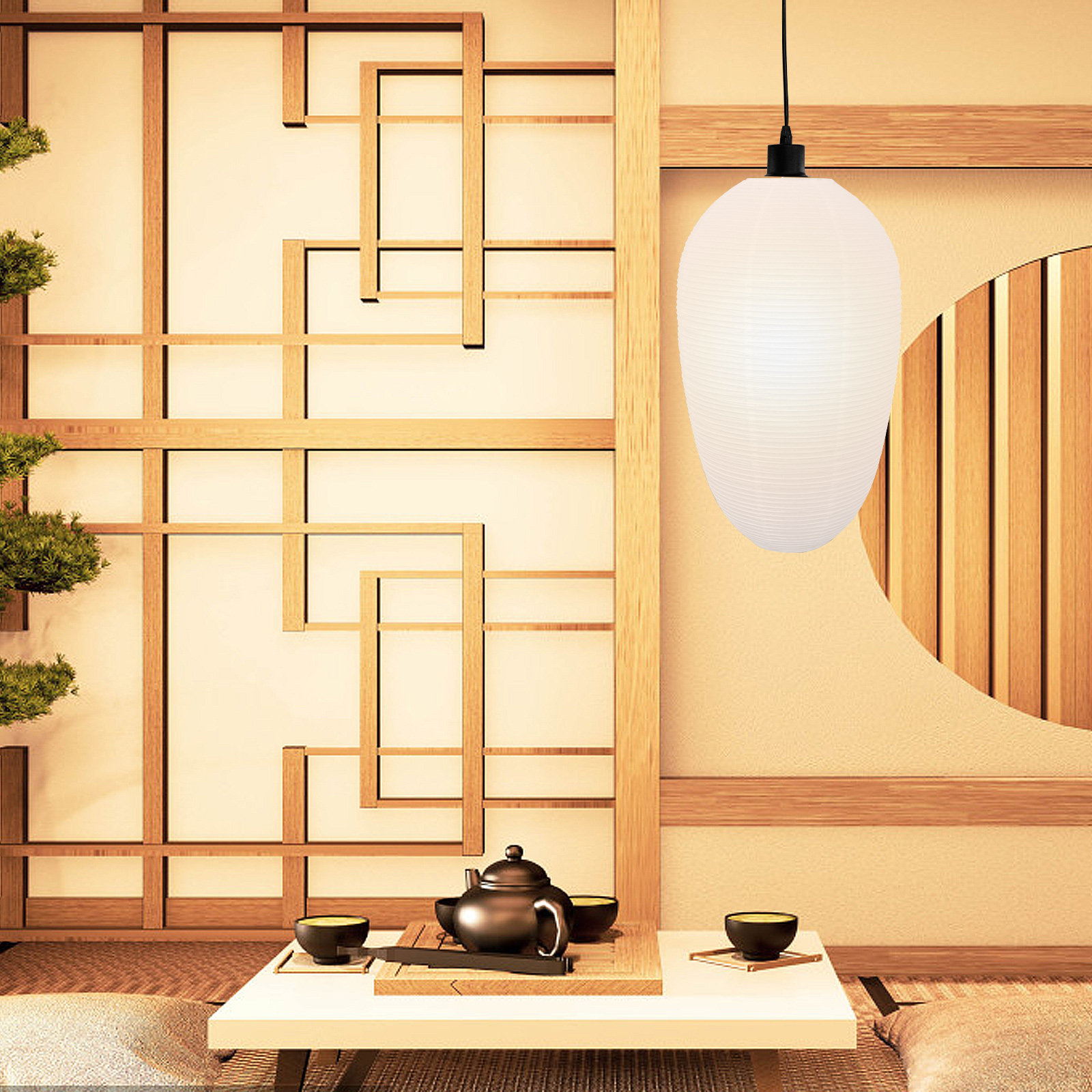 Japanese Lantern Paper - Pantalla de lámpara de papel blanca