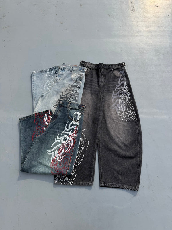 Japanese Lifestyle Goods - Pantalones vaqueros Harajuku góticos Y2K unisex,